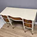 Vintage Painted French Desk Creamy Beige Wood Tone