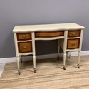 Vintage Painted French Desk Creamy Beige Wood Tone