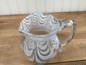 Art Glass Hand Blown Pitcher Clear w White Glass A