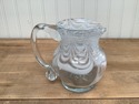 Art Glass Hand Blown Pitcher Clear w White Glass A