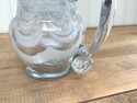 Art Glass Hand Blown Pitcher Clear w White Glass A