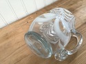 Art Glass Hand Blown Pitcher Clear w White Glass A