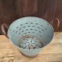 Olive Bucket Galvanized Metal Double Handles Rusty