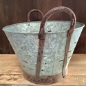 Olive Bucket Galvanized Metal Double Handles Rusty