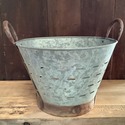 Olive Bucket Galvanized Metal Double Handles Rusty