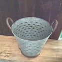 Vintage Olive Bucket Galvanized Metal Farm House D