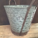 Vintage Olive Bucket Galvanized Metal Farm House D