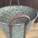 Vintage Olive Bucket Galvanized Metal Farm House D