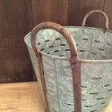 Vintage Olive Bucket Galvanized Metal Farm House D