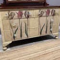 Antique Cowan Large Wood Dresser Tulip Flowers Dec