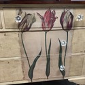 Antique Cowan Large Wood Dresser Tulip Flowers Dec
