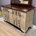 Antique Cowan Large Wood Dresser Tulip Flowers Dec