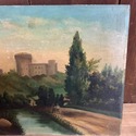 Antique Oil Painting European Landscape Castle Hil