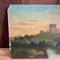 Antique Oil Painting European Landscape Castle Hil