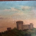 Antique Oil Painting European Landscape Castle Hil