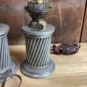 Pair Electrified Oil Lamps Buffet Size Double Ligh