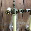 Pair Electrified Oil Lamps Buffet Size Double Ligh