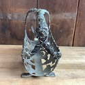 Silver Metal Wine Caddy Bottle Holder Reticulated 