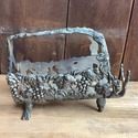 Silver Metal Wine Caddy Bottle Holder Reticulated 