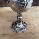 Silver Plate Chalice Footed Cup Grape Bunches Vine