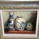 Blue White Jars Vase Asian Inspired Painting Print