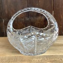 Vintage Crystal Glass Basket Rounded Handle Starbu