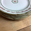 5 French Limoges Salad Lunch Plates Green Gold Tri