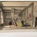 Colorized Lithograph Grand Staircase Hardwicke Hal