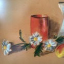Vintage Pastel Drawing Still Life Fruit Peaches Da