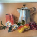 Vintage Pastel Drawing Still Life Fruit Peaches Da