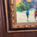 Vintage Painting Taipei Taiwan on Board Village w 