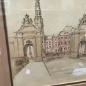 Vintage Pencil Drawing Christianbourg Castle Copen