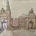 Vintage Pencil Drawing Christianbourg Castle Copen
