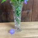 Vintage Footed Clear Glass Vase Pressed Glass Star