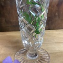 Vintage Footed Clear Glass Vase Pressed Glass Star