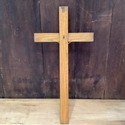 Large Vintage Cross Crucifix Wood Bronze Brass Gol