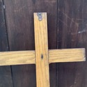 Large Vintage Cross Crucifix Wood Bronze Brass Gol