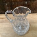 Vintage Glass Pitcher Jug Thick Heavy Glass Diamon