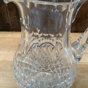 Vintage Glass Pitcher Jug Thick Heavy Glass Diamon