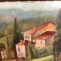 Oil Painting Tuscany Italy Countryside Cypress Tre