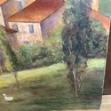 Oil Painting Tuscany Italy Countryside Cypress Tre