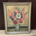 Vintage Oil Painting Still Life Floral Bouquet Pin