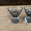 Art Deco Barware Shot Glasses Cube Base Black Ring