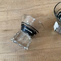 Art Deco Barware Shot Glasses Cube Base Black Ring