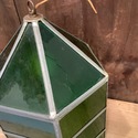 Vintage Stained Glass Hanging Lantern Light Electr