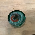 Vintage Hand Blown Glass Paperweight Swirl Green W