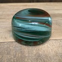 Vintage Hand Blown Glass Paperweight Swirl Green W