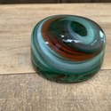 Vintage Hand Blown Glass Paperweight Swirl Green W