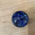 Vintage Blue Floral Paperweight Rainbow Color Flow