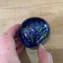 Vintage Blue Floral Paperweight Rainbow Color Flow